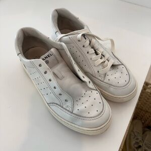 CHANEL White Perforated Leather Low-Top Sneakers